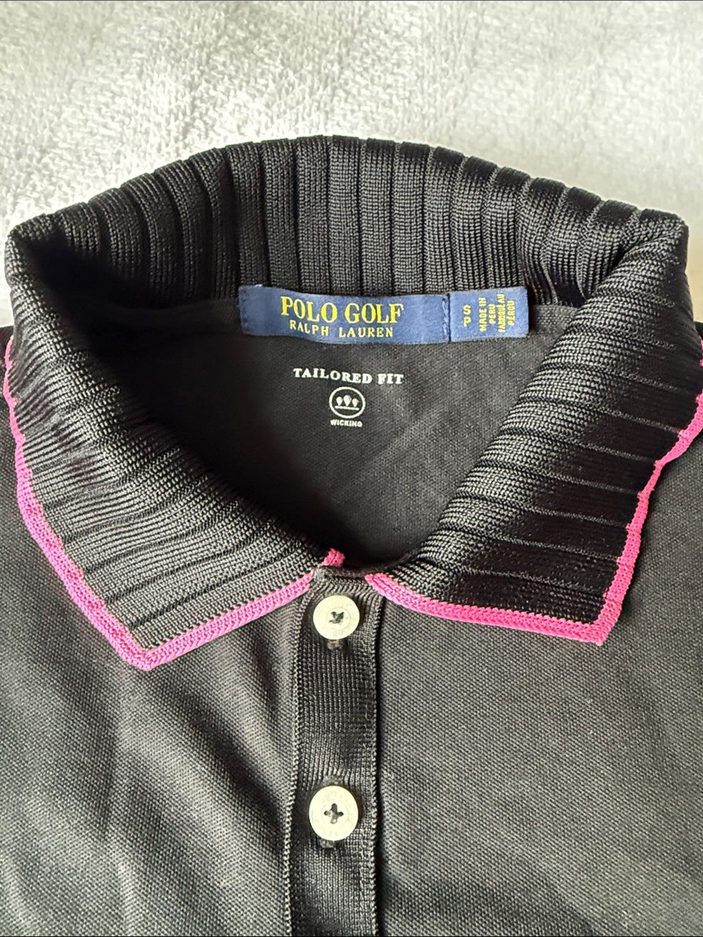 Ralph Lauren Polo Golf Black Polo with Pink Trim golf - Picture 2 of 3